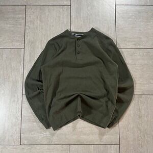 Coleman Mens Waffle Knit Henley Shirt Olive Green Long Sleeve Thermal 20x25.75